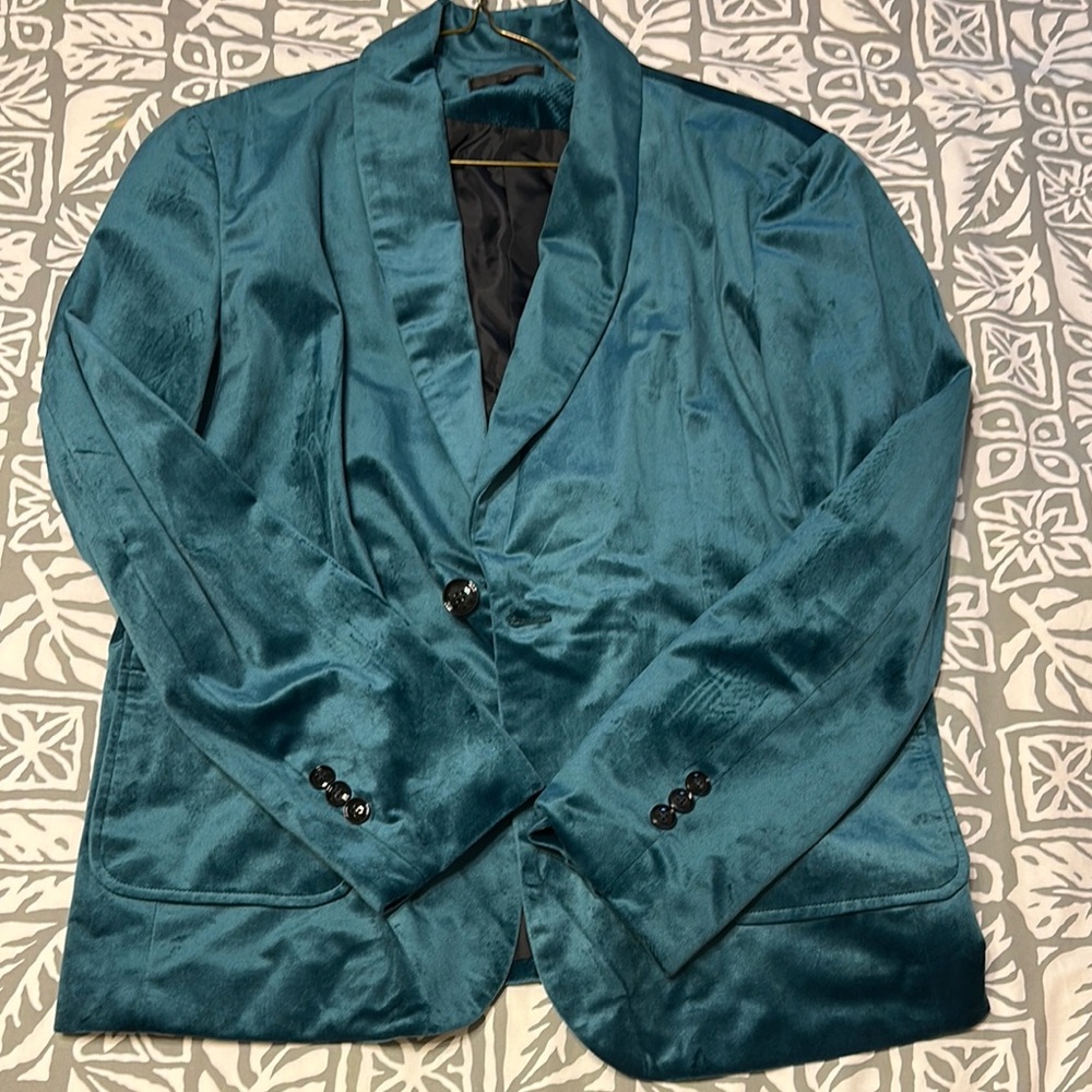 Elegant Teal Velvet Blazer